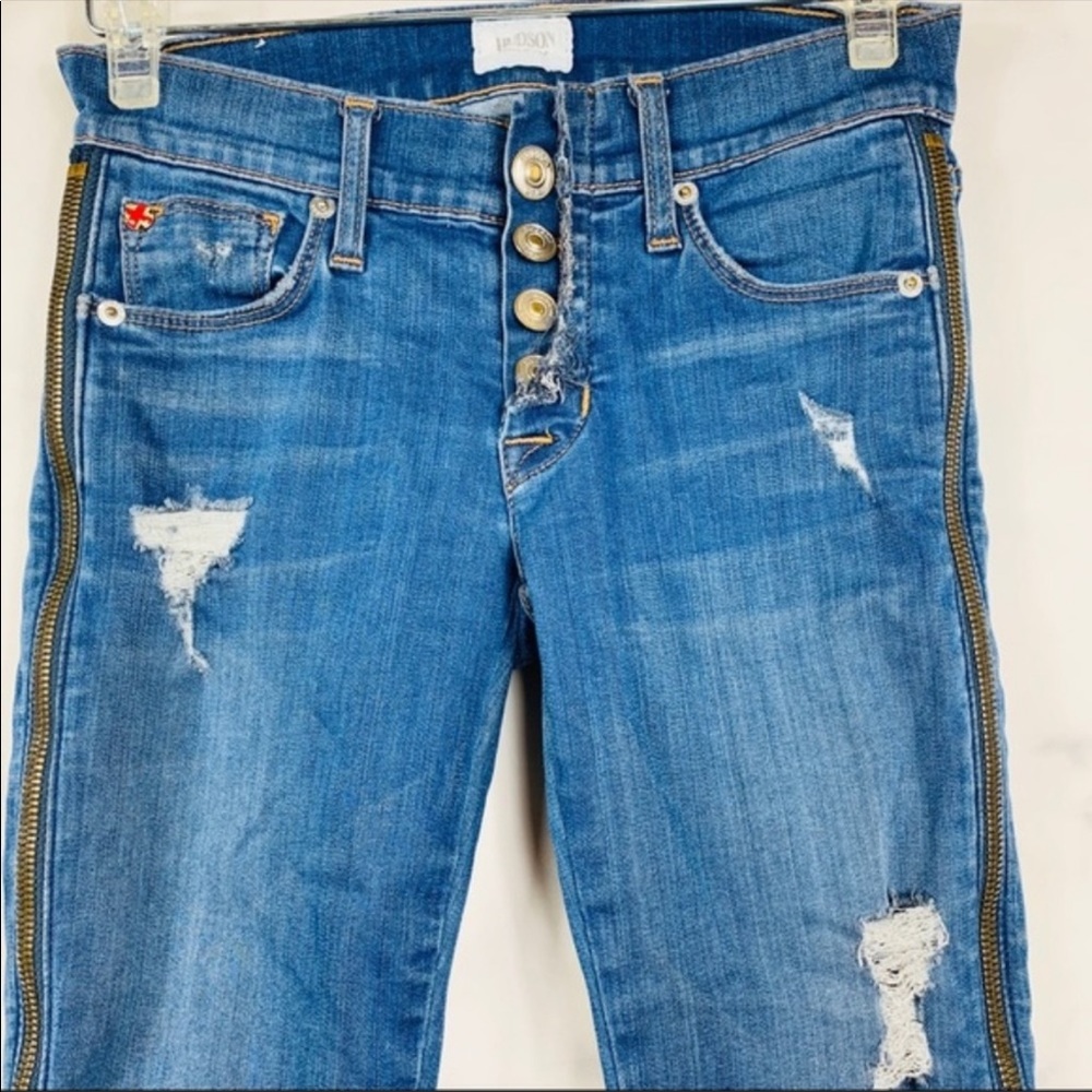 Hudson Crop Sid Zipper Super Skinny Jeans - Picture 4 of 8